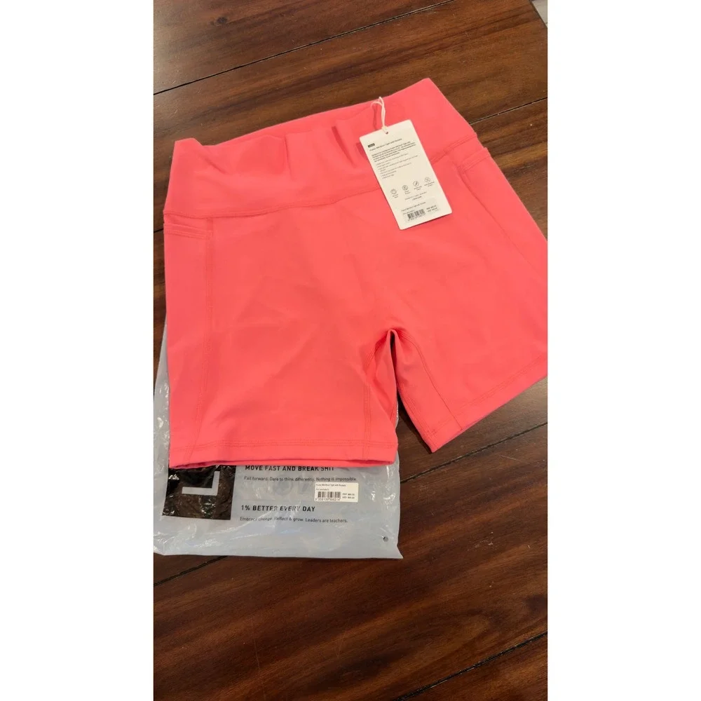 LSKD Fusion Mid Short Tight with Pockets Pink Lemonade XL New NWT